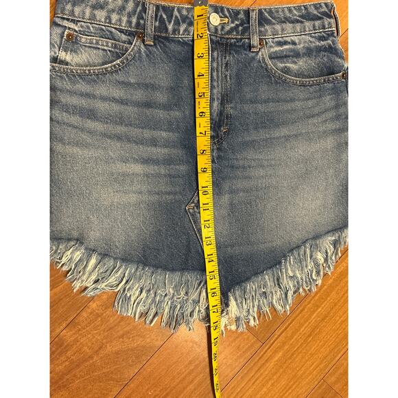 We The Free Fringed Denim Skirt Size 27 - Picture 5 of 7